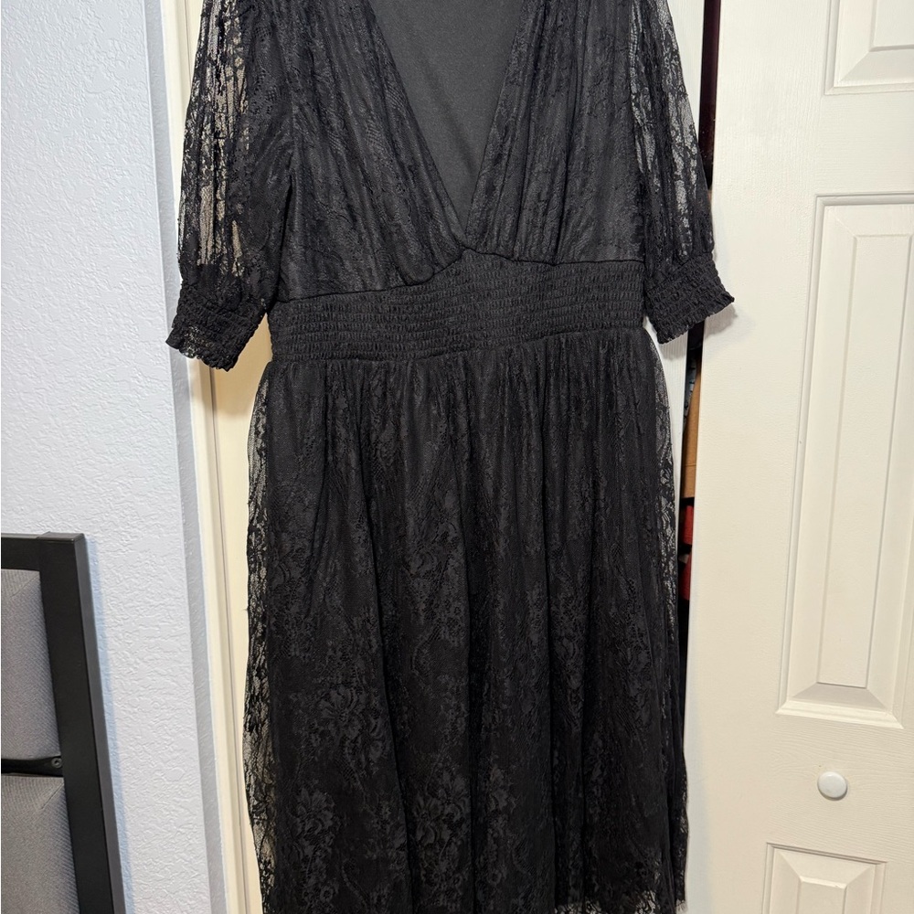 Baltic Born Black Ruffled Plunge Gown